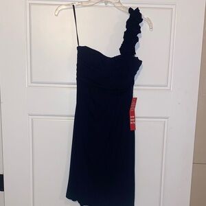 Enfocus Studio Navy One-Shoulder Dress